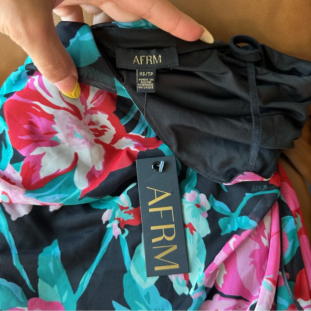 NWT AFRM mesh stretchy floral maxi dress - Picture 4 of 7